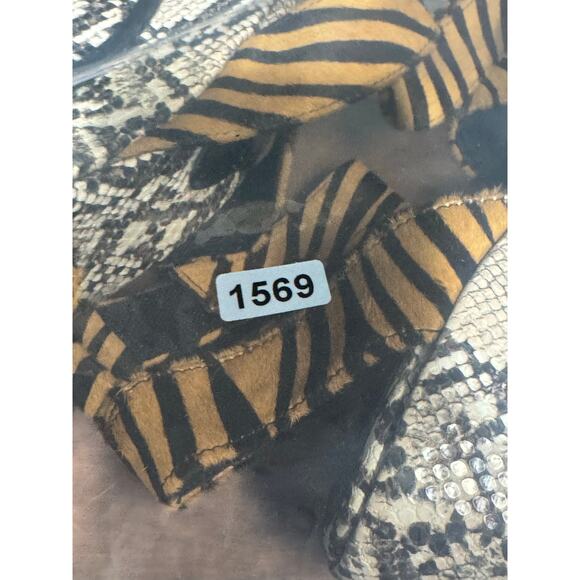Jeffrey Campbell Brown Snakeskin/ Stripped Print Shoes Block Heel  size euro 38 - Picture 9 of 9